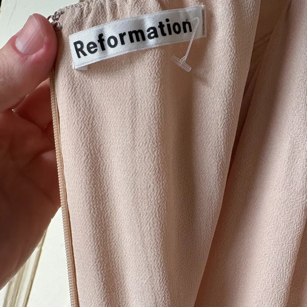 Reformation Butterfly Midi Flutter Sleeve Dress in Blush - Picture 8 of 16